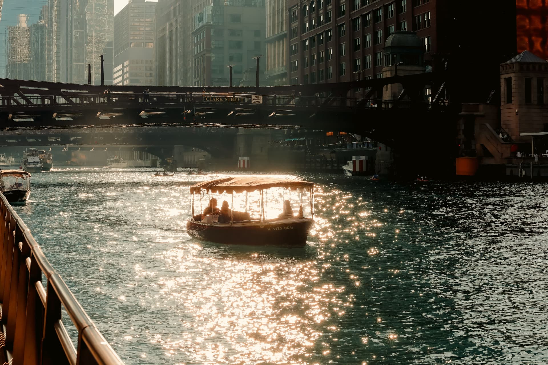 Boat on the water at golden hour