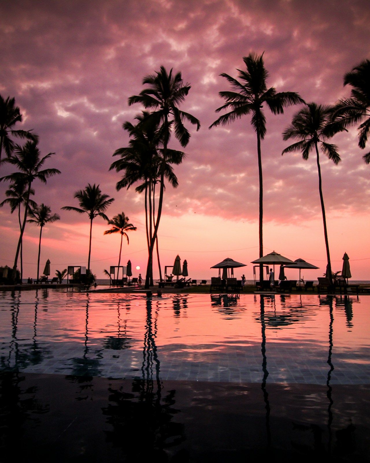 Beach club at sunset